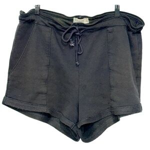 Abercrombie & Fitch Soft AF Black Cotton Fleece Sweat Athletic Shorts Size Large